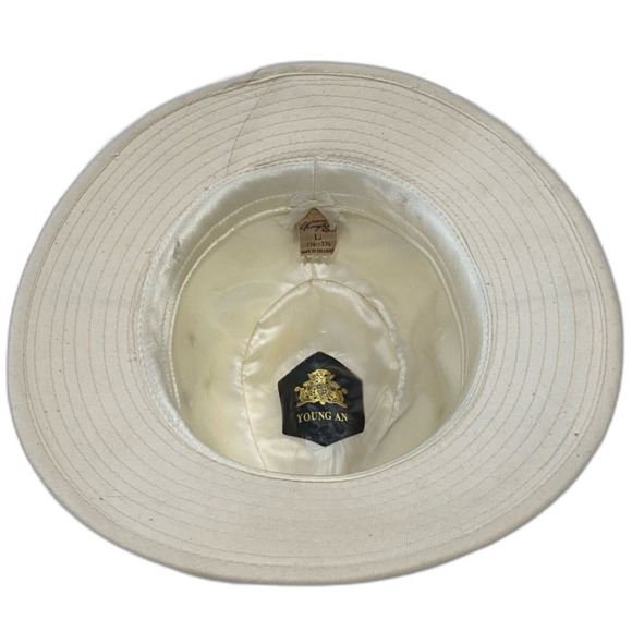 Young An Fedora Hat Men’s Size L 7 1/4 - 7 3/8 Color Cream Canvas - Picture 8 of 11